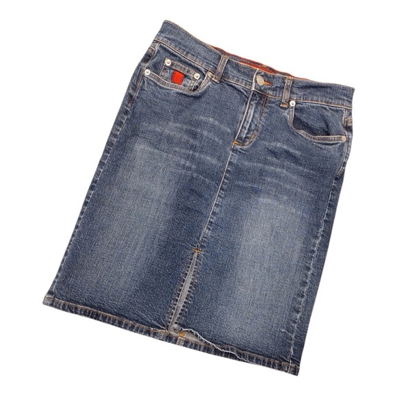 BONGO Denim Skirt Womens size 9 - Jean Med Dark Denim with pockets Junior Ladies - Picture 1 of 14